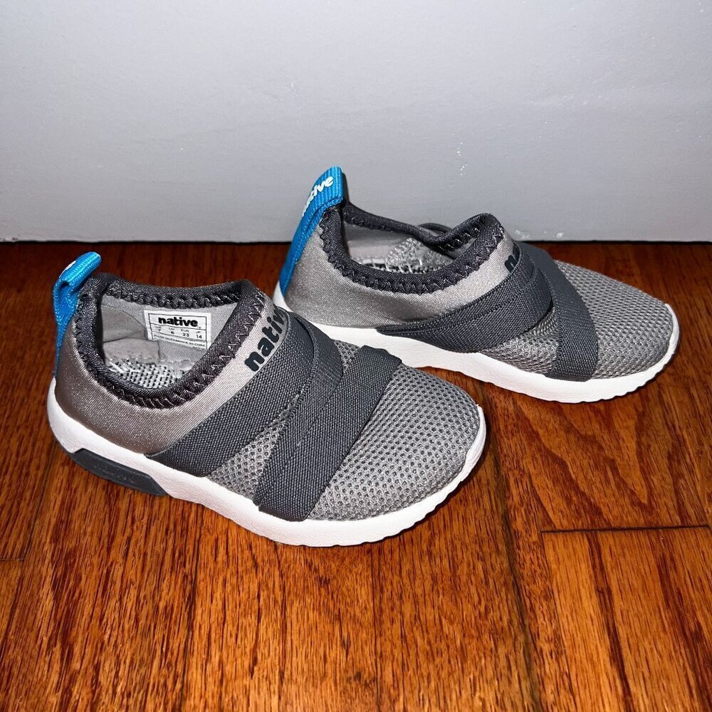 Native Toddler Phoenix Shoes Pigeon Grey/Shell White *Missing Inserts* Size 7
